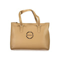 Mario Valentino beige polyurethane women's bag with sleek design and top handle, stylish accessory for everyday use.