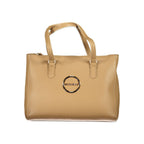 Mario Valentino beige polyurethane women's bag with sleek design and top handle, stylish accessory for everyday use.