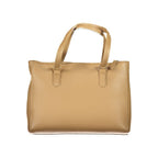 Mario Valentino beige polyurethane women's bag with sleek design and top handle, ideal for stylish everyday use.
