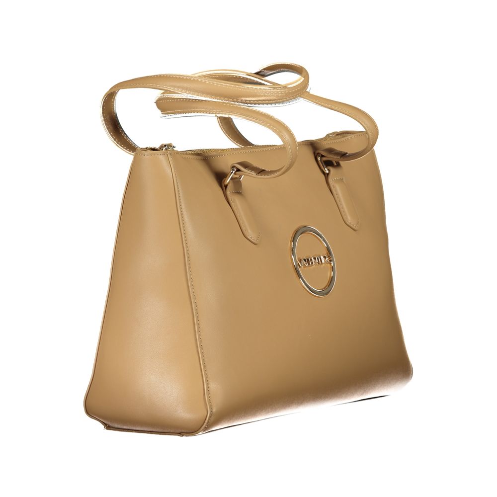 Mario Valentino beige polyurethane women's bag with sleek design and top handle, perfect for casual or elegant occasions.