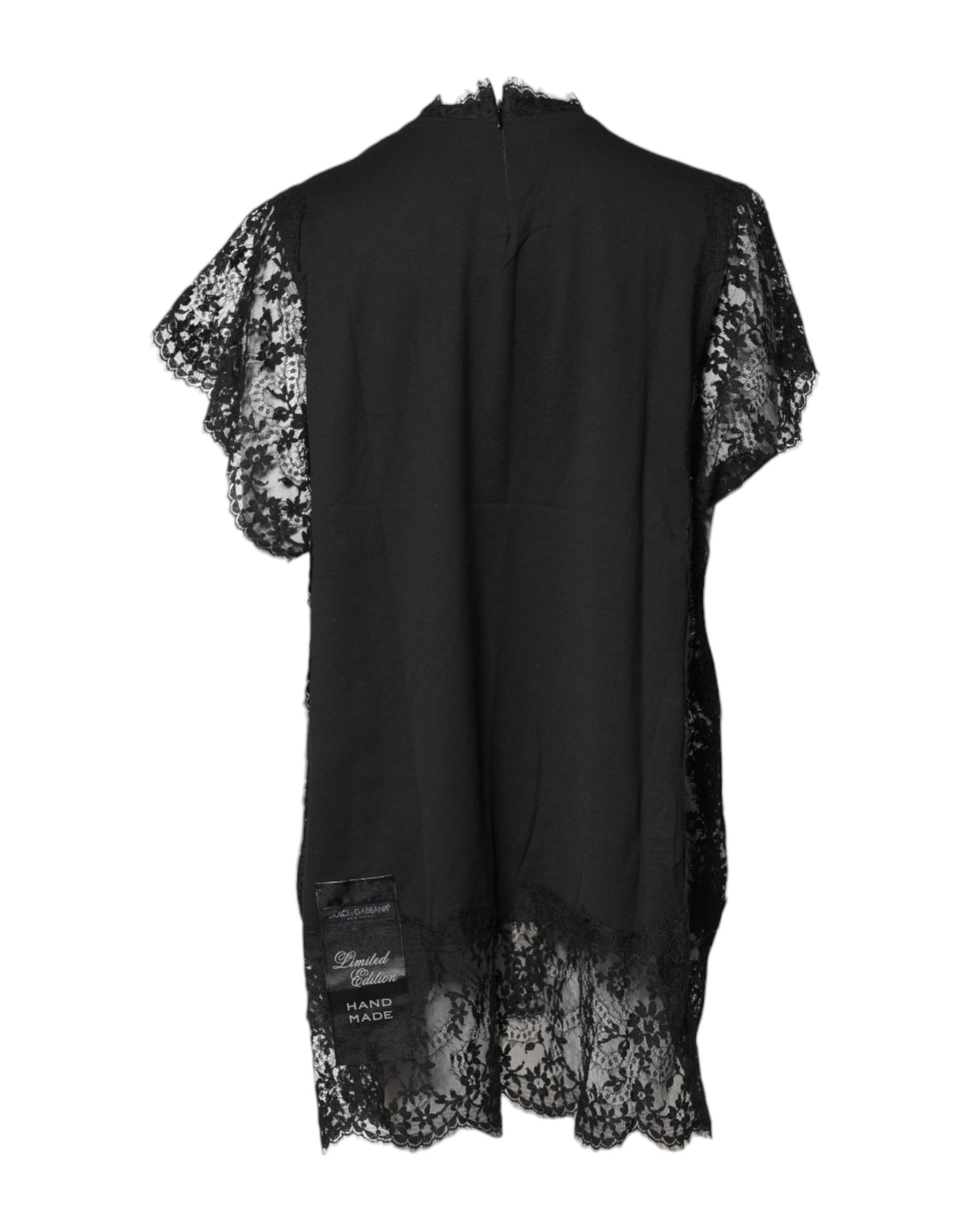 Dolce & Gabbana Black Lace Sheer Sacred Heart Crew Neck Top Dolce & Gabbana