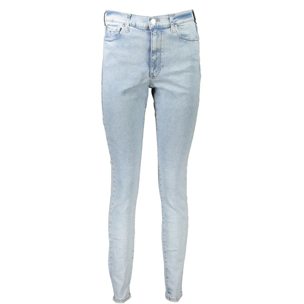 Tommy Hilfiger Azzurro cotton women’s jeans showing a classic fit with five-pocket design and denim texture.