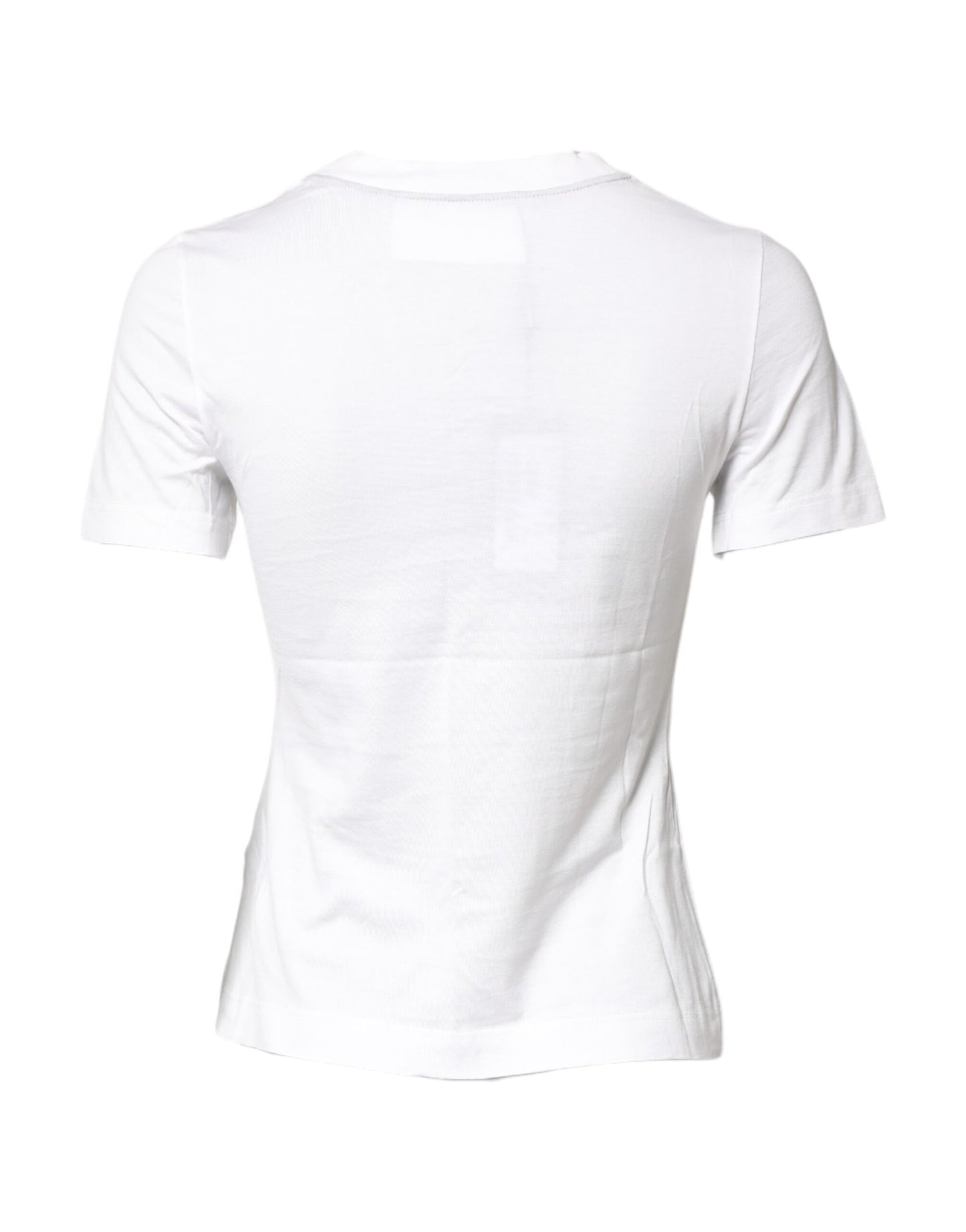 Dolce & Gabbana White Cotton Graphic Print Crew Neck T-shirt Dolce & Gabbana