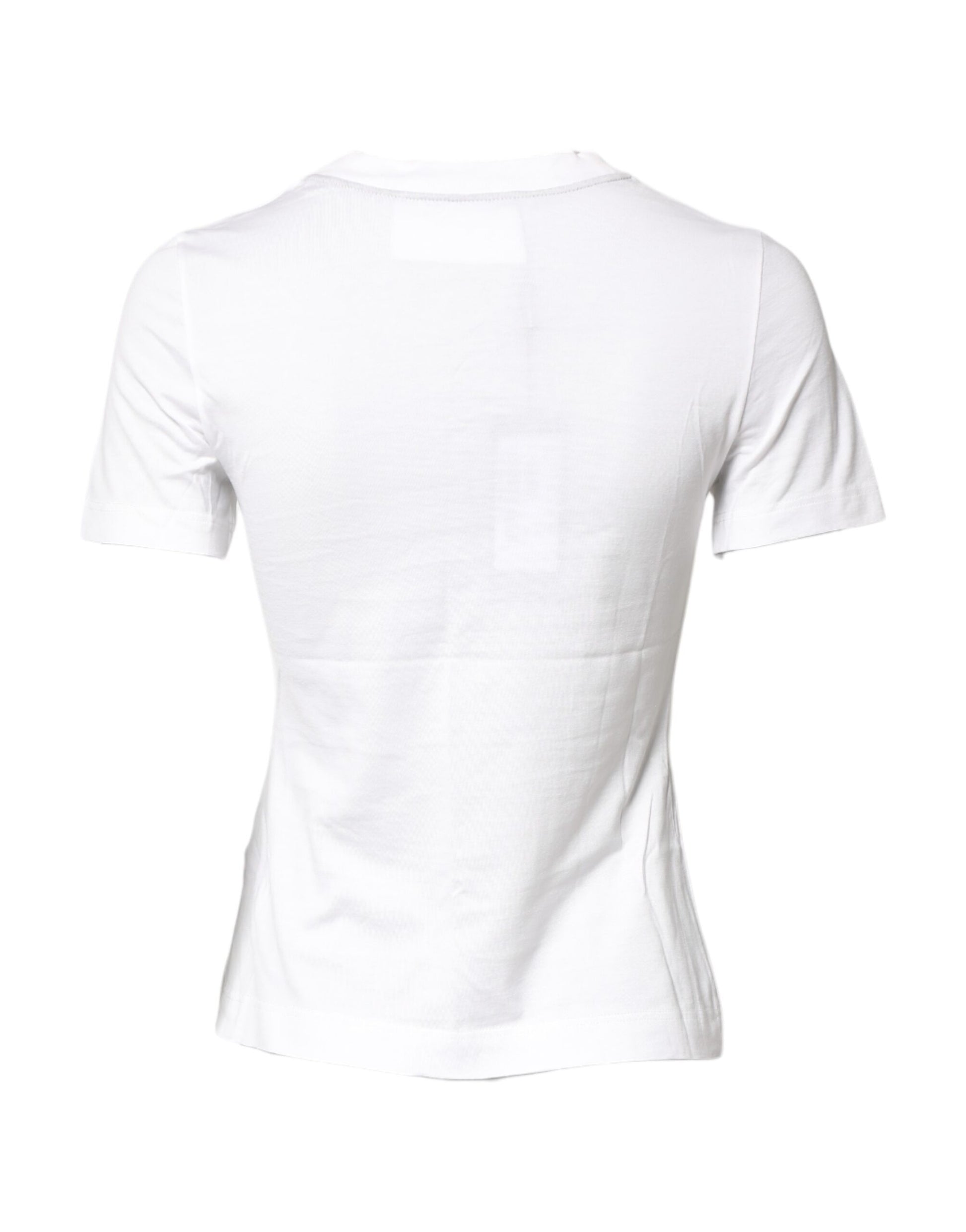 Dolce & Gabbana White Cotton Graphic Print Crew Neck T-shirt Dolce & Gabbana