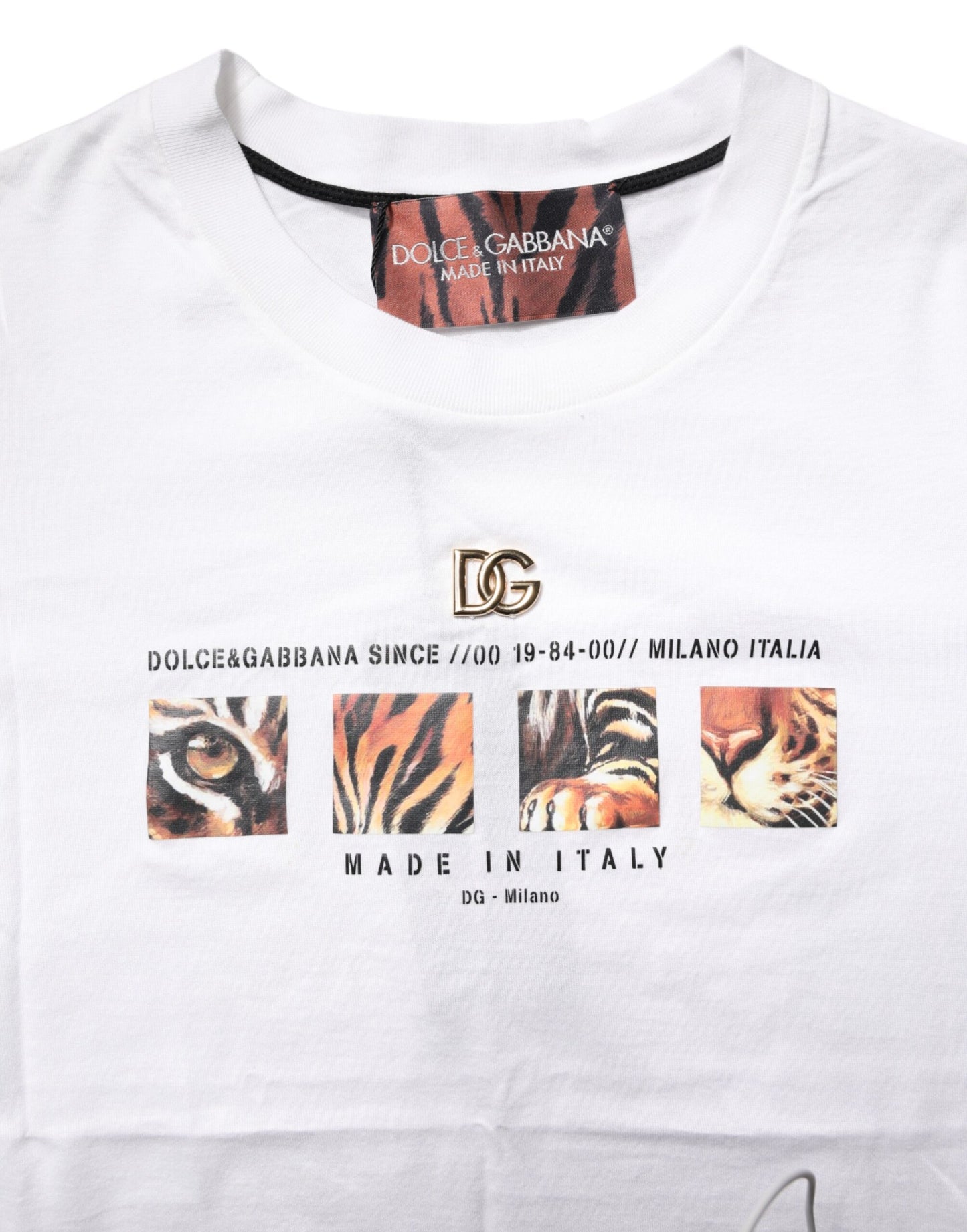 Dolce & Gabbana White Cotton Graphic Print Crew Neck T-shirt Dolce & Gabbana