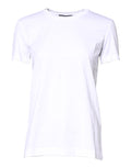 Dolce & Gabbana White Cotton Crew Neck Short Sleeves T-shirt - Eljoys Fashion 