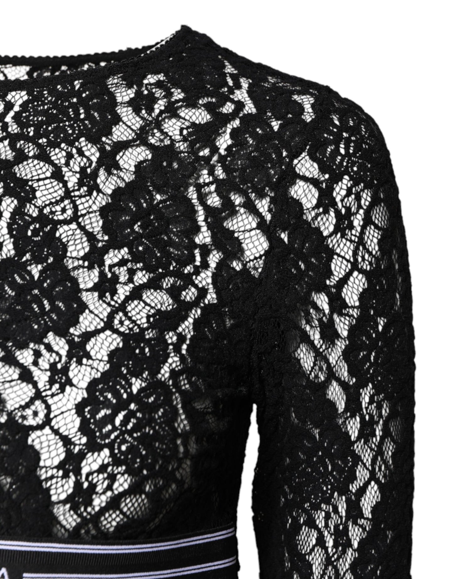 Dolce & Gabbana Black Floral Lace Long Sleeves Pullover Top Dolce & Gabbana