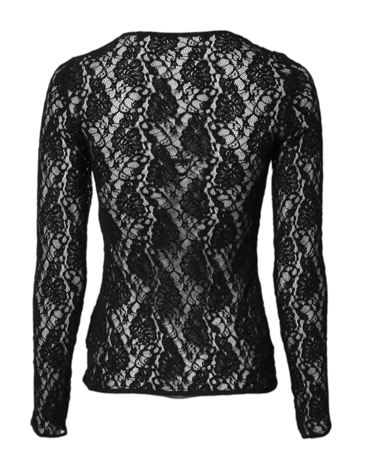 Dolce & Gabbana Black Floral Lace Long Sleeves Pullover Top Dolce & Gabbana
