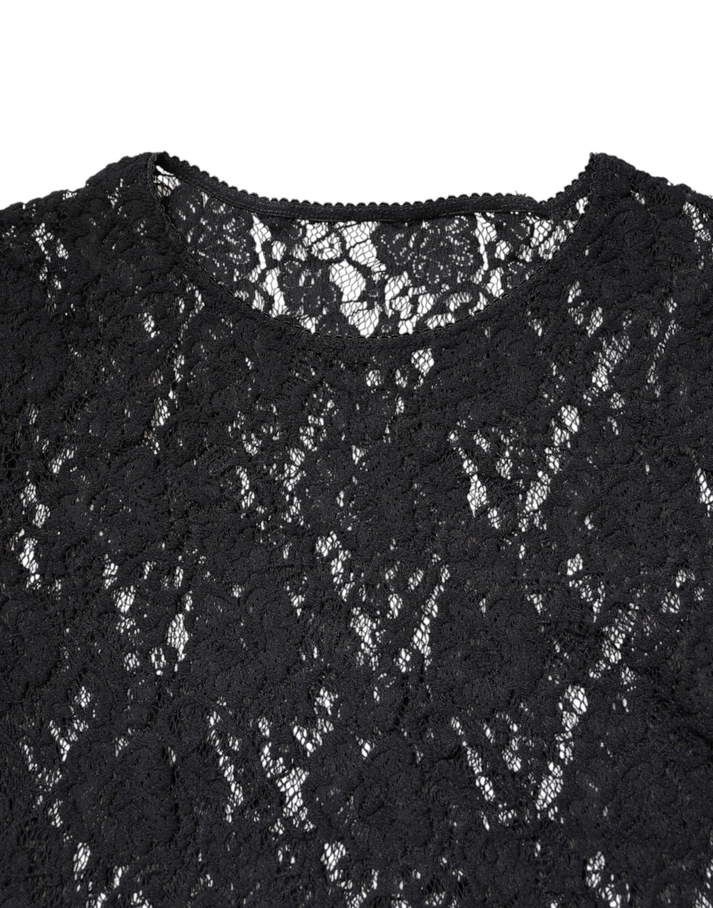 Dolce & Gabbana Black Floral Lace Long Sleeves Pullover Top Dolce & Gabbana