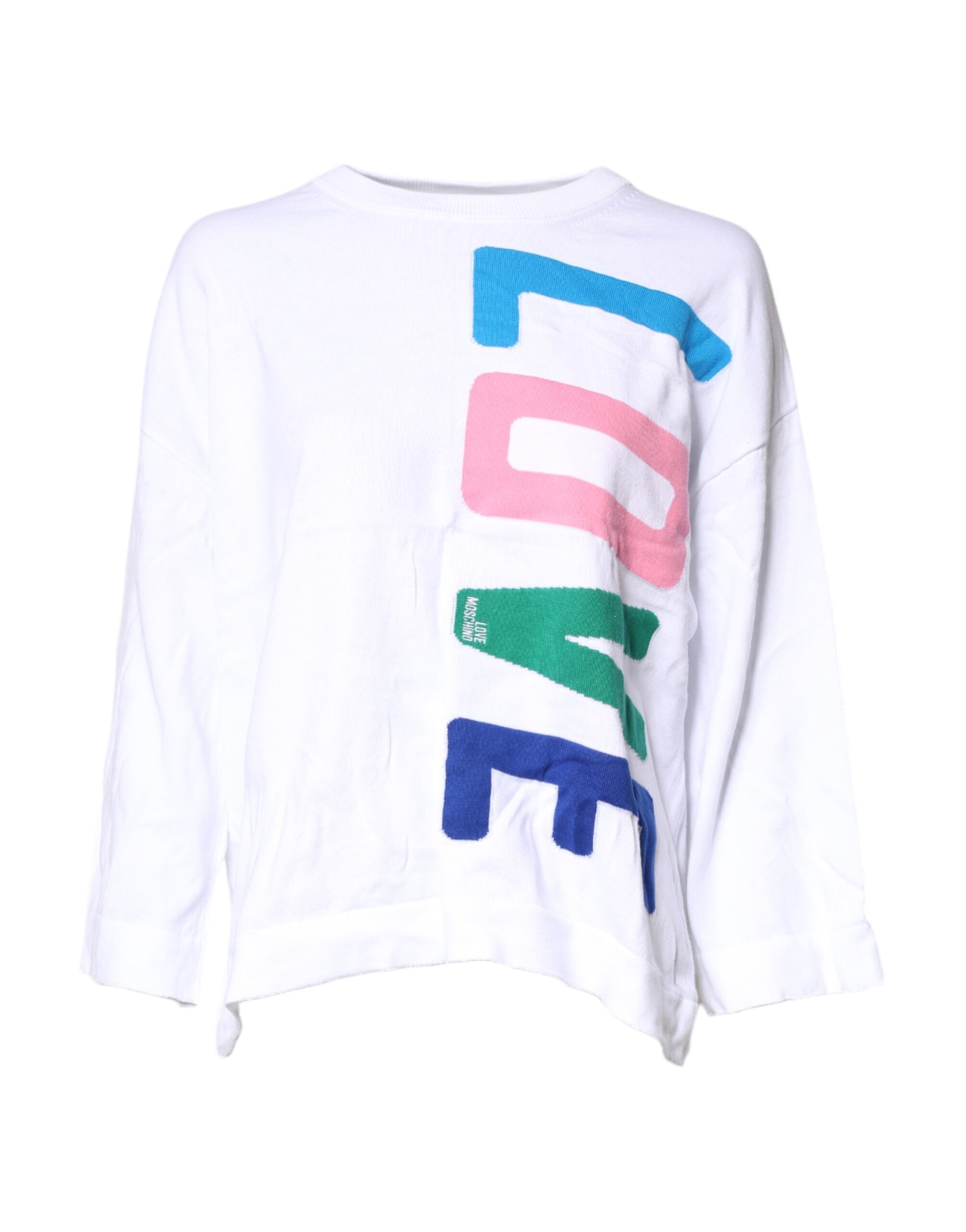 Love Moschino White Graphic Print Cotton Long Sleeves T-shirt Love Moschino