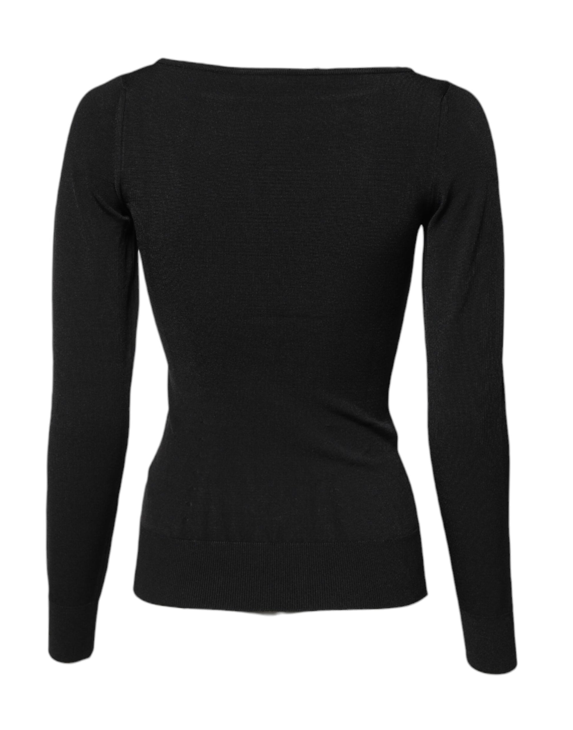 Dolce & Gabbana Black Viscose Long Sleeves Pullover Top Dolce & Gabbana