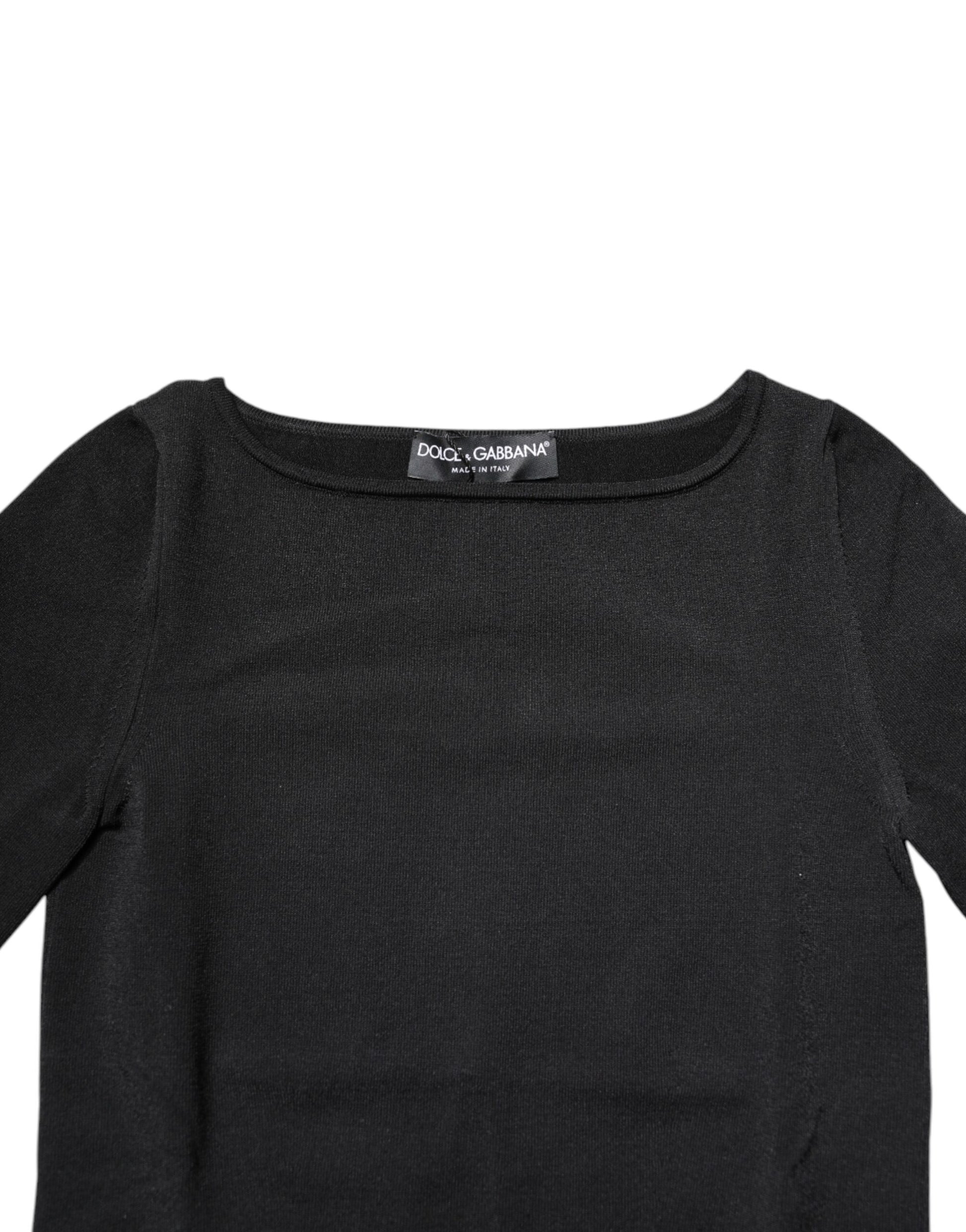 Dolce & Gabbana Black Viscose Long Sleeves Pullover Top Dolce & Gabbana