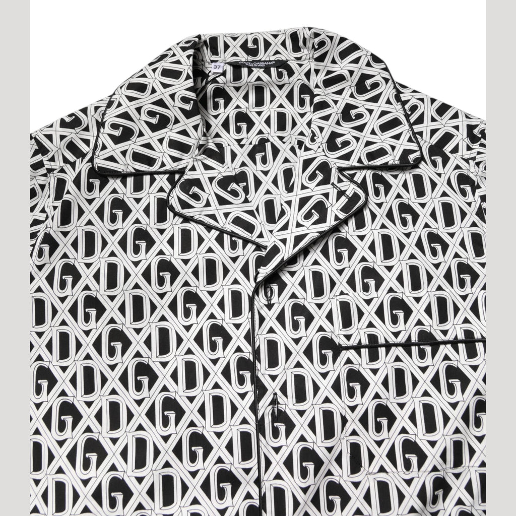 Dolce & Gabbana Black White DG Print Cotton Pajama Set Sleepwear