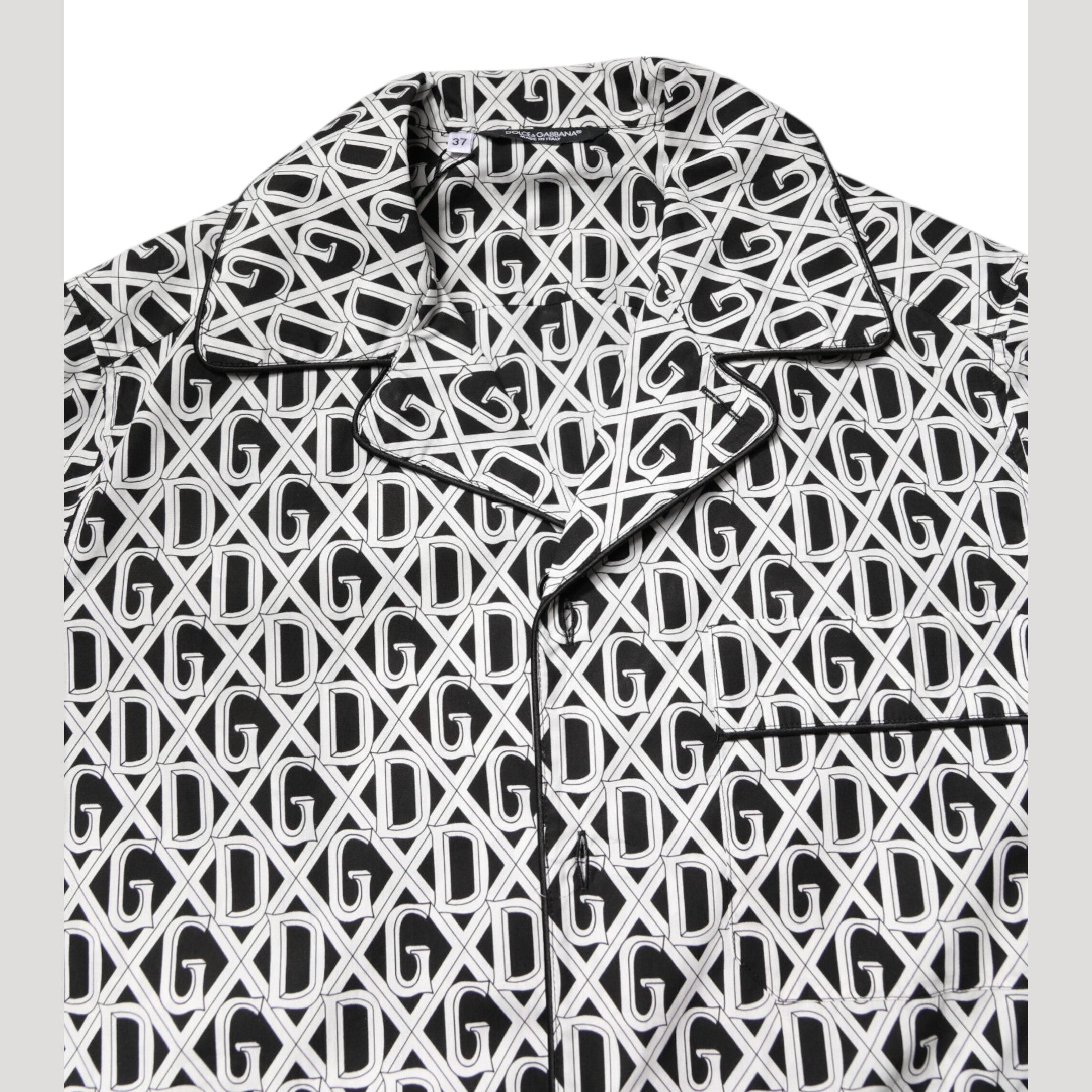 Dolce & Gabbana Black White DG Print Cotton Pajama Set Sleepwear