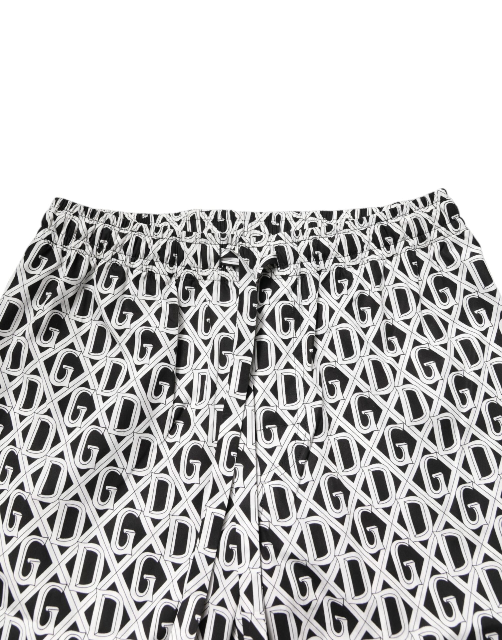 Dolce & Gabbana Black White DG Print Cotton Pajama Set Sleepwear Dolce & Gabbana