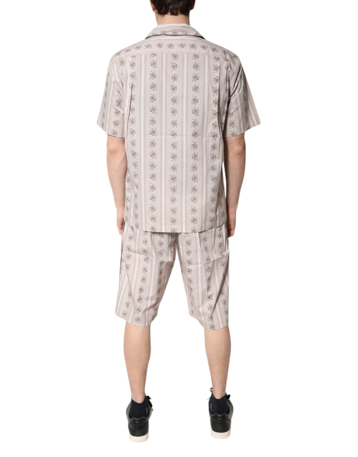 Dolce & Gabbana Beige Floral Print Cotton Men Pajama Set Sleepwear - Eljoys Fashion 