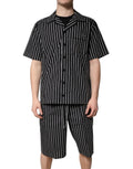 Dolce & Gabbana Black White Stripes Cotton Men Pajama Set Sleepwear - Eljoys Fashion 