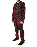 Dolce & Gabbana Black Floral Print Cotton Men Pajama Set Sleepwear - Eljoys Fashion 