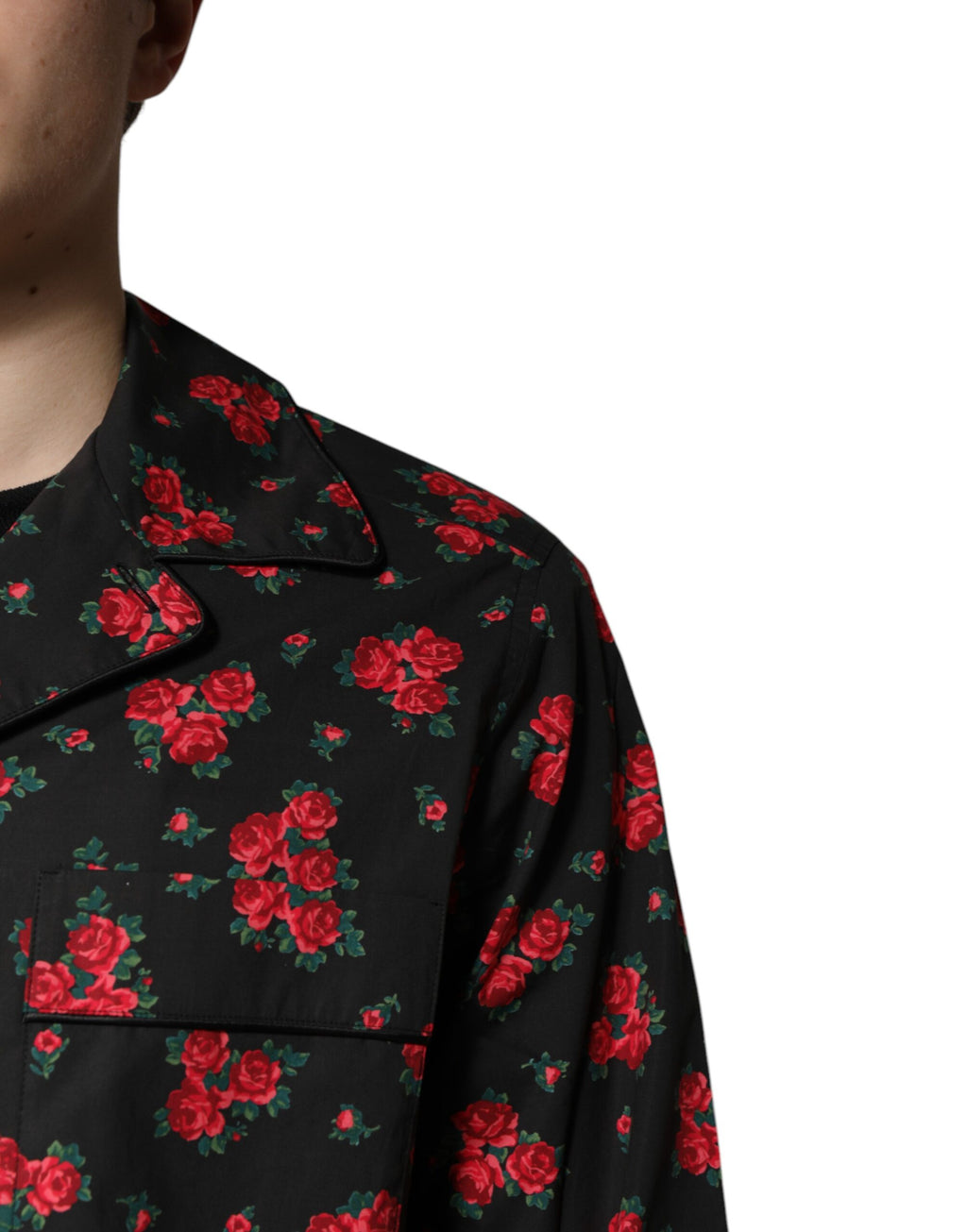 Dolce & Gabbana Black Floral Print Cotton Men Pajama Set Sleepwear - Eljoys Fashion 