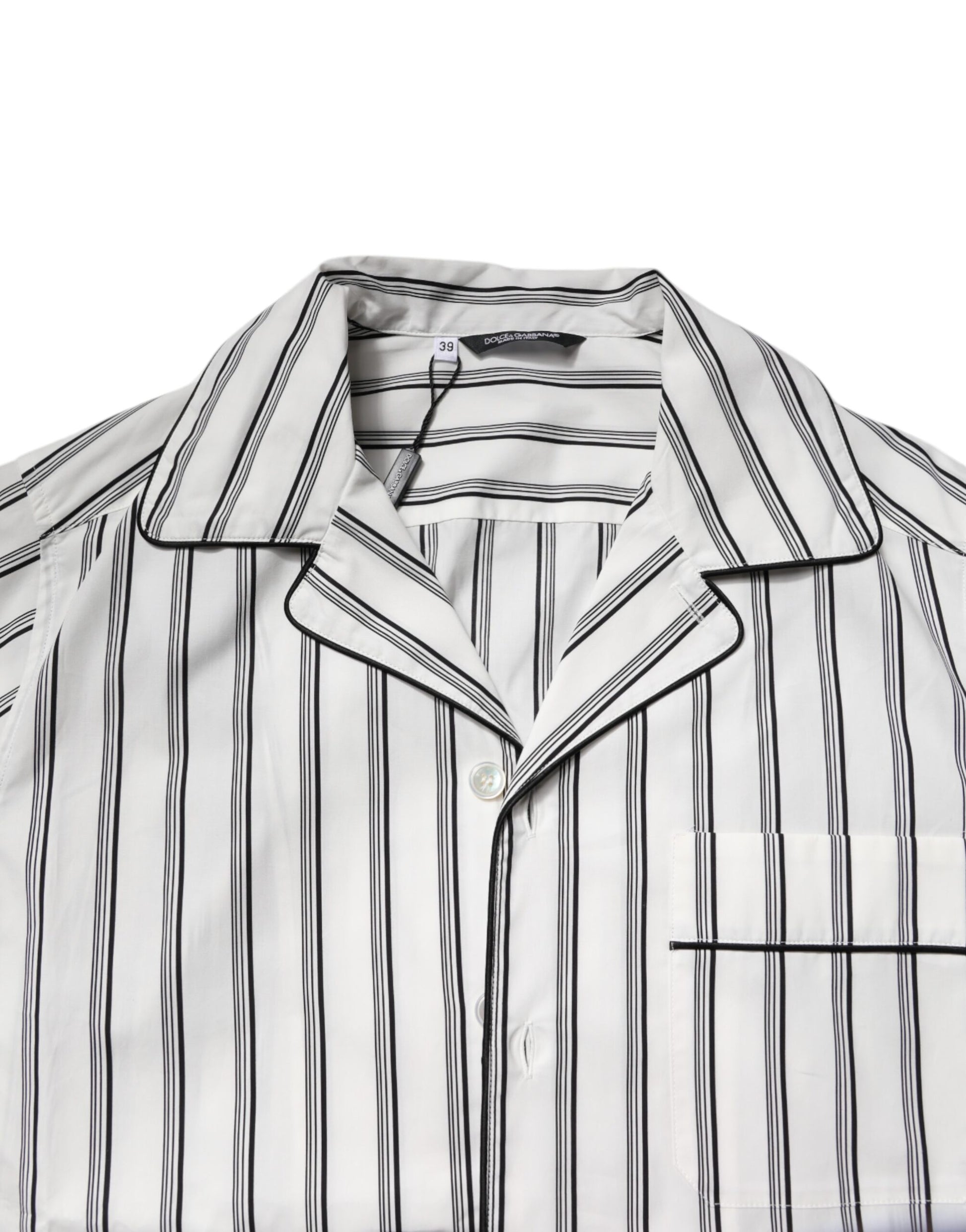 Dolce & Gabbana White Black Stripes Cotton Men Pajama Set Sleepwear Dolce & Gabbana