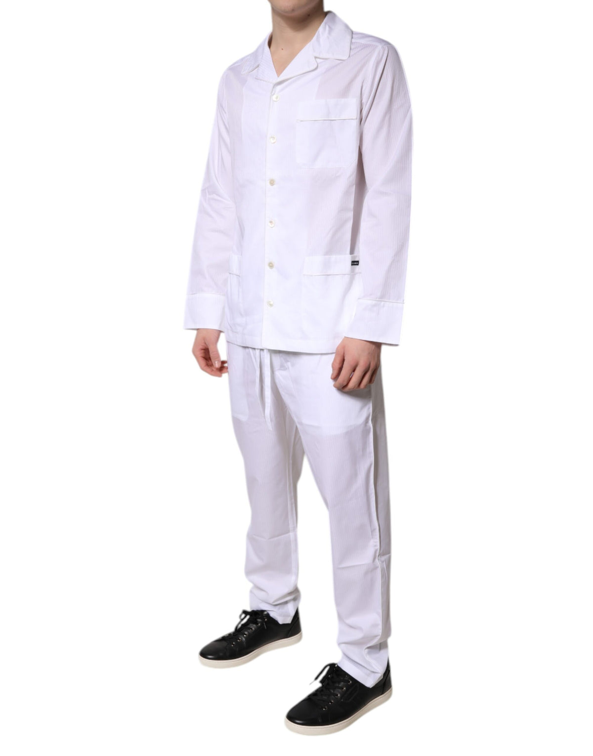 Dolce & Gabbana White Cotton Shirt Pants Pajama Set Sleepwear - Eljoys Fashion 