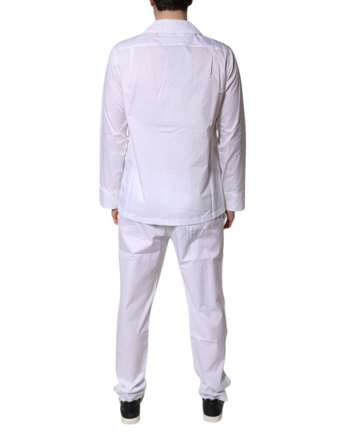 Dolce & Gabbana White Cotton Shirt Pants Pajama Set Sleepwear - Eljoys Fashion 