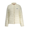 North Sails Bianco Poliammide women's jacket displayed on a hanger, featuring a sleek design and lightweight fabric.