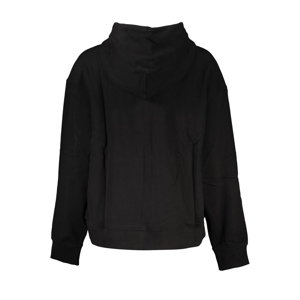 Black cotton women's sweatshirt by Tommy Hilfiger with classic logo embroidery on the front.