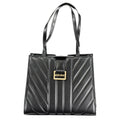 Mario Valentino Nero polyurethane woman bag with sleek design and structured silhouette, featuring silver-tone hardware and top handle.
