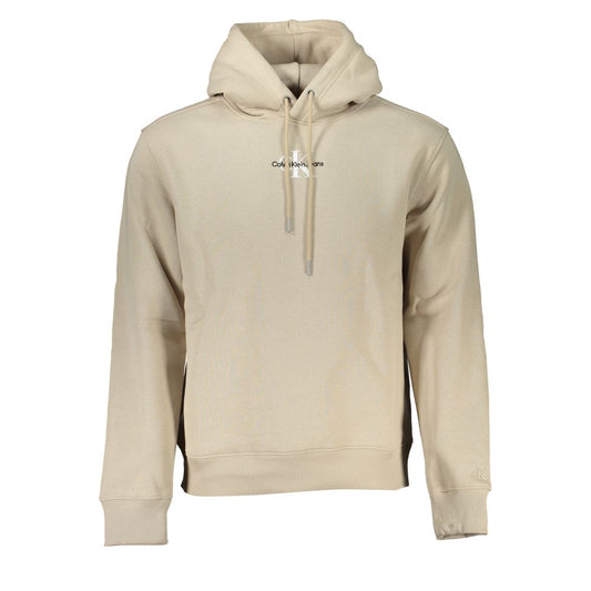 Calvin Klein Beige Fleece Hooded Sweatshirt with Logo Embroidery Calvin Klein