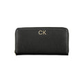 Calvin Klein elegant multi-compartment designer wallet with multiple card slots and sleek black leather finish.