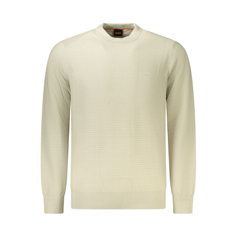 Hugo Boss Beige Cotton Men Sweater Hugo Boss