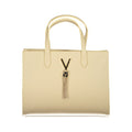 Mario Valentino beige polyurethane women's bag with sleek design and subtle branding, featuring a top handle and spacious interior.