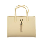 Mario Valentino beige polyurethane women's bag with sleek design and subtle branding, featuring a top handle and spacious interior.