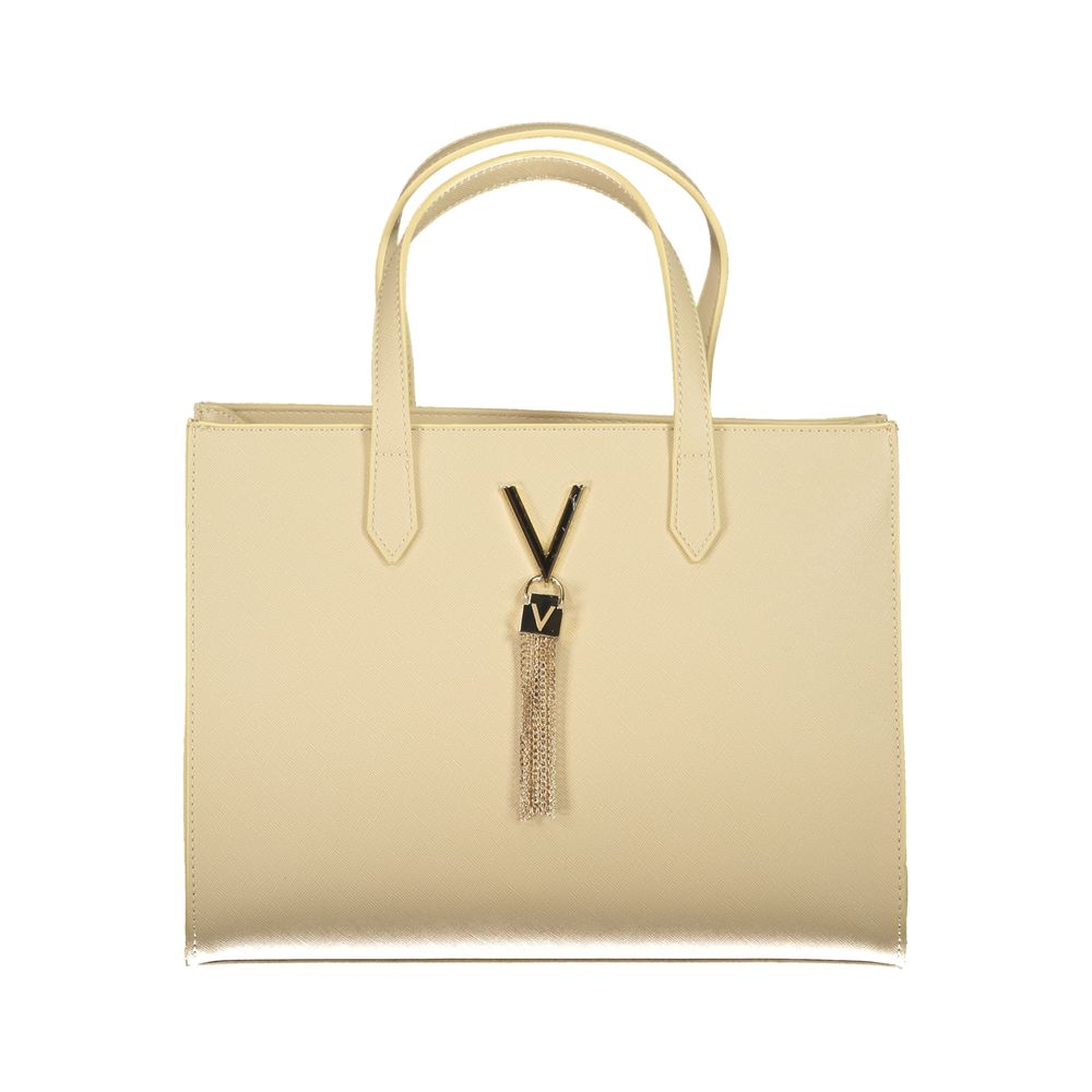 Mario Valentino beige polyurethane women's bag with sleek design and subtle branding, featuring a top handle and spacious interior.