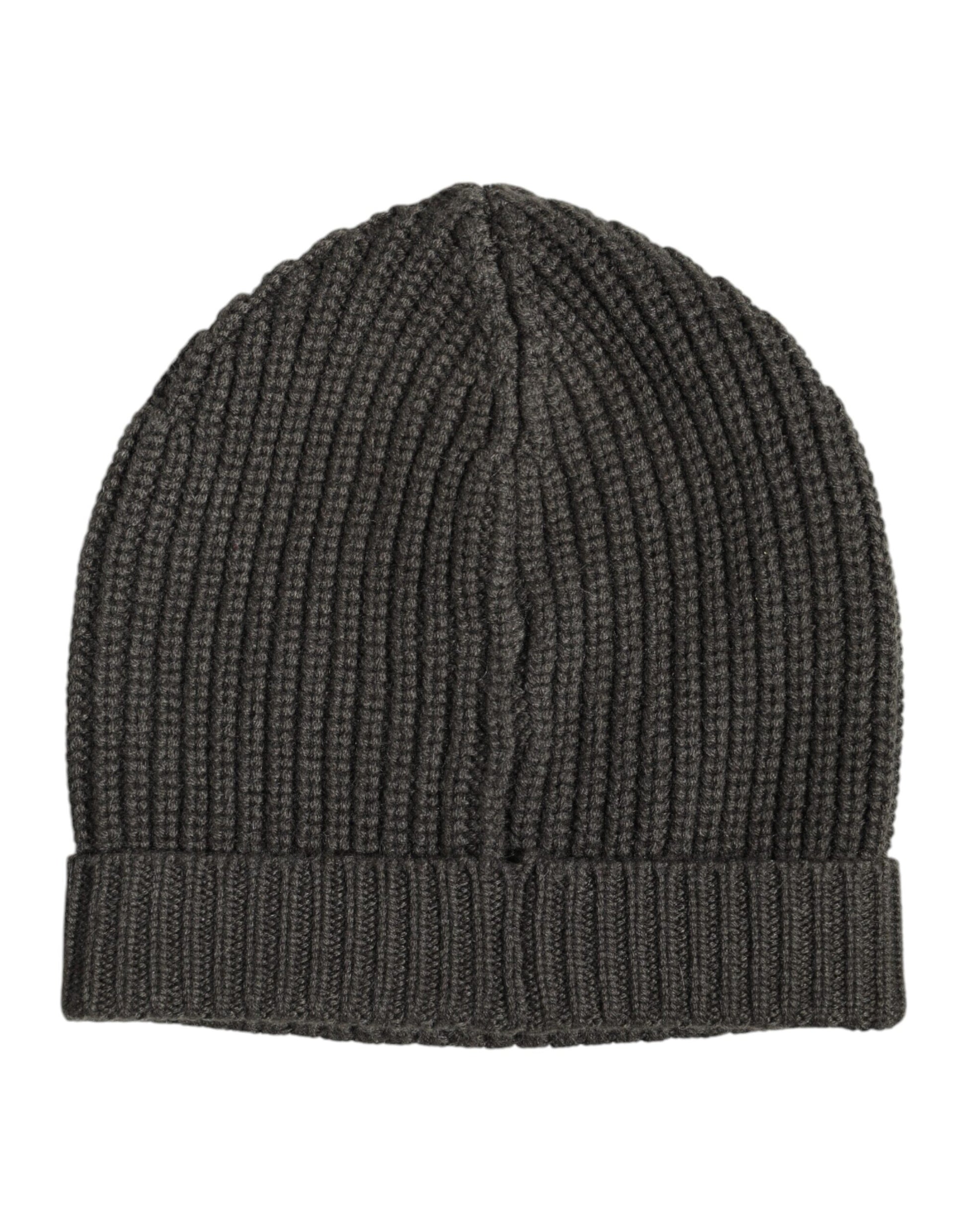 Dolce & Gabbana Dark Gray Cashmere Knit Winter Beanie Hat Dolce & Gabbana