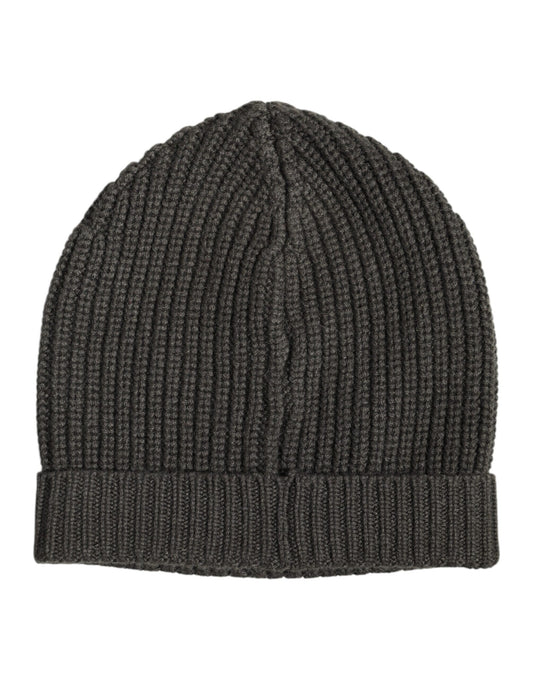 Dolce & Gabbana Dark Gray Cashmere Knit Winter Beanie Hat Dolce & Gabbana