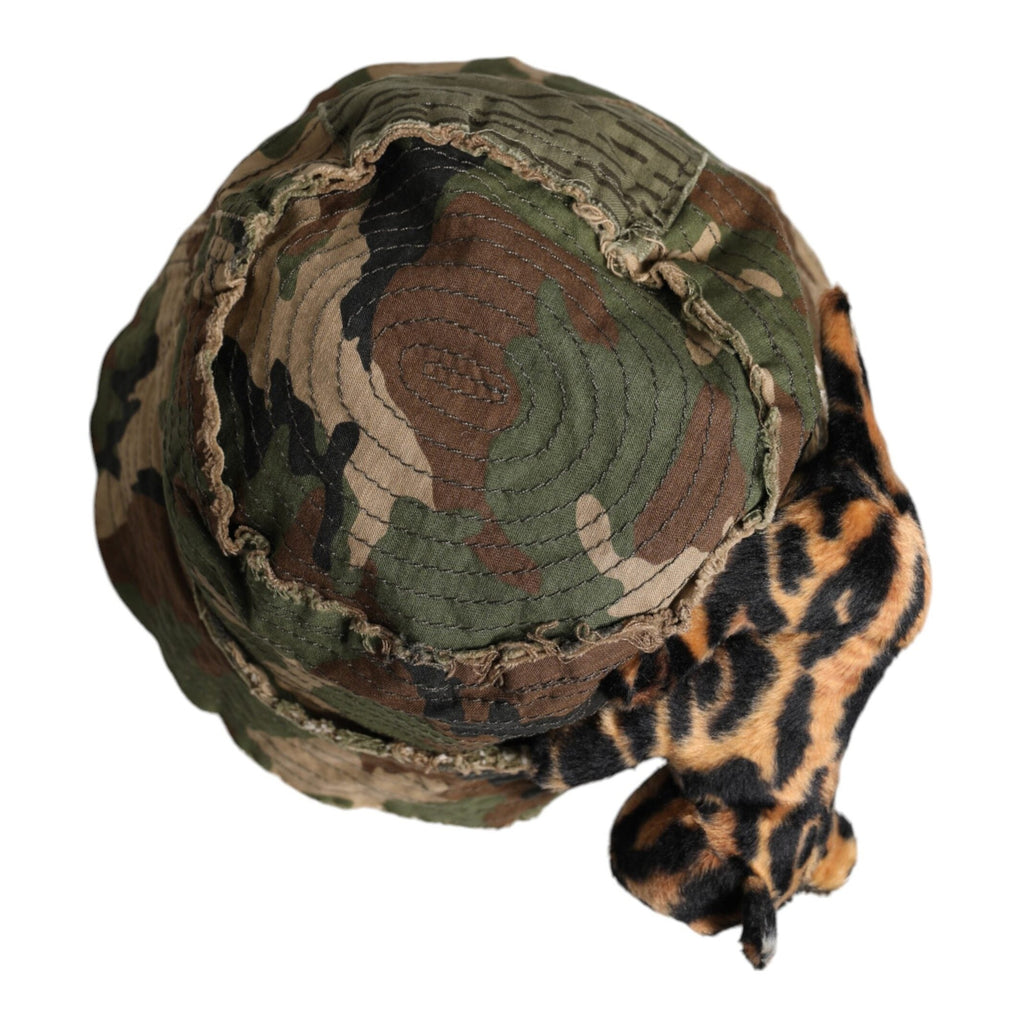 Dolce & Gabbana Multicolor Leopard Embellish Wide Brim Bucket Hat