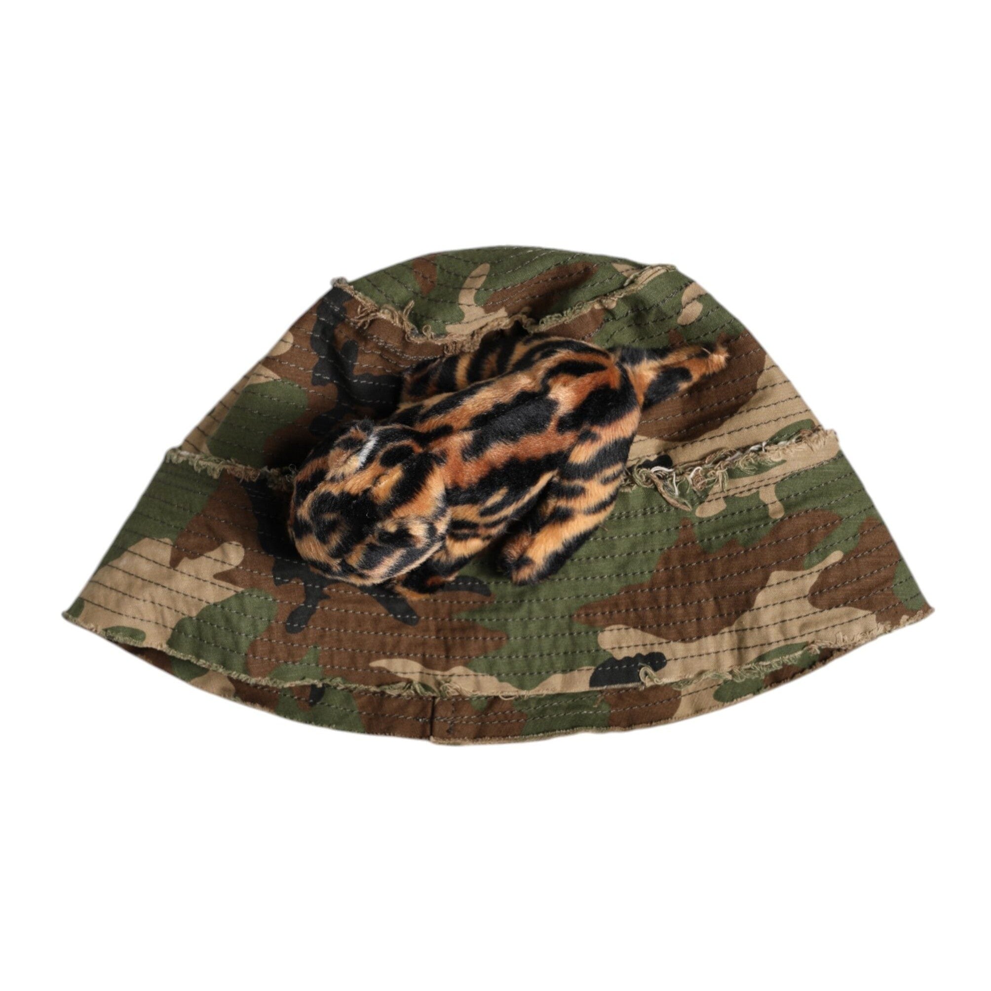 Dolce & Gabbana Multicolor Leopard Embellish Wide Brim Bucket Hat