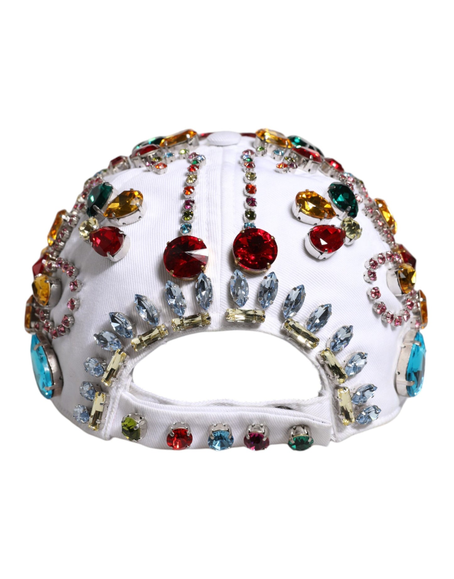 Dolce & Gabbana White Multicolor Crystal Embellish Baseball Cap Dolce & Gabbana