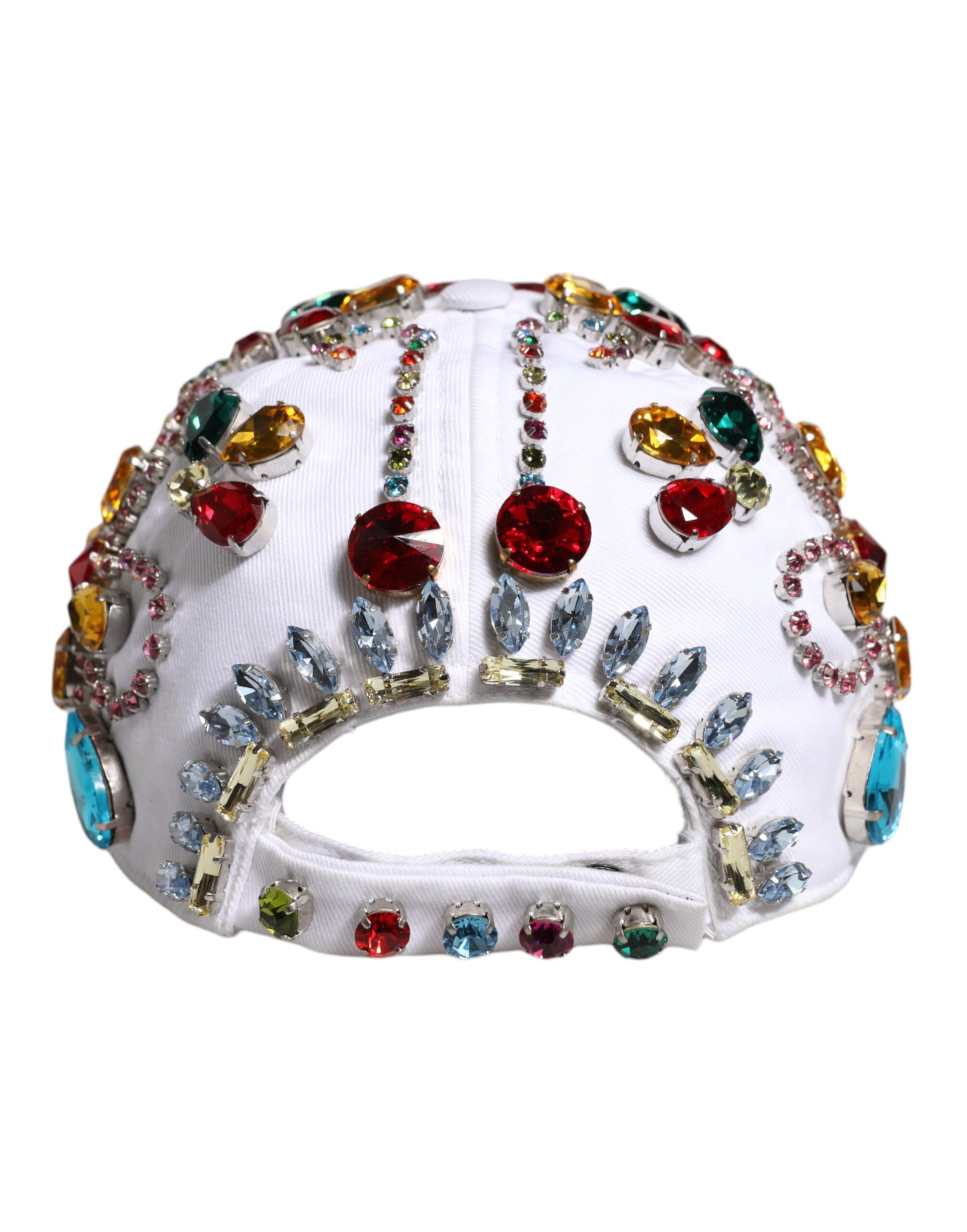 Dolce & Gabbana White Multicolor Crystal Embellish Baseball Cap Dolce & Gabbana