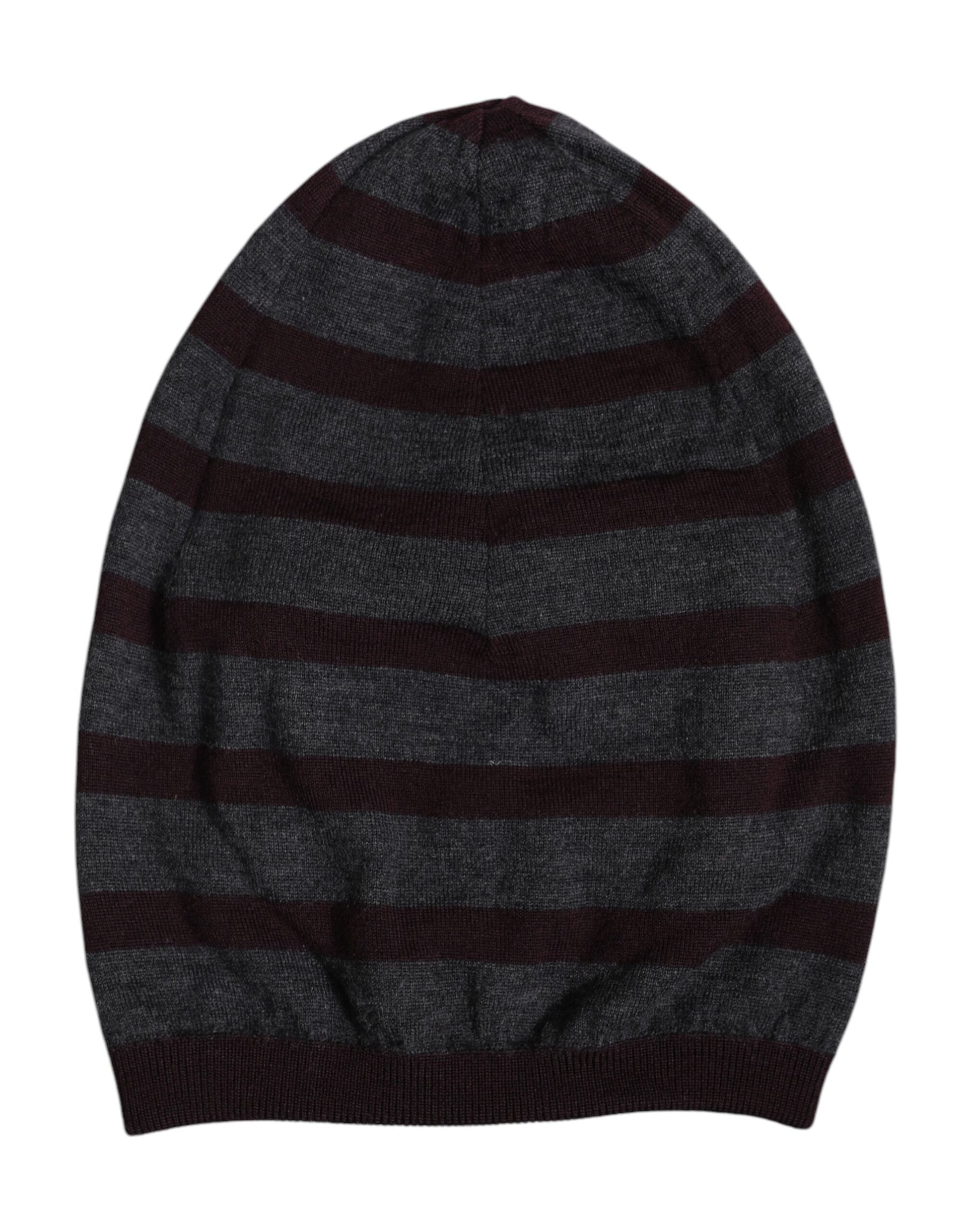 Dolce & Gabbana Gray Striped Wool Knitted Winter Beanie Hat Dolce & Gabbana