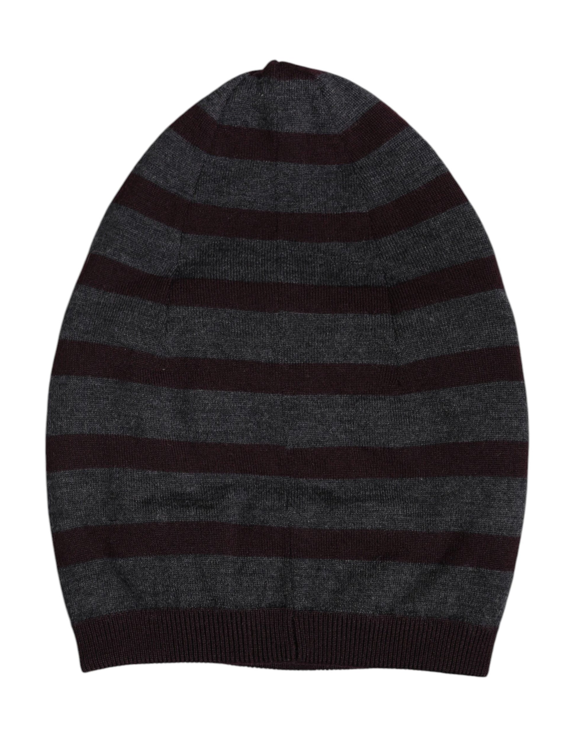 Dolce & Gabbana Gray Striped Wool Knitted Winter Beanie Hat Dolce & Gabbana