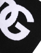 Dolce & Gabbana Black White Logo Print Knitted Neck Warmer Scarf