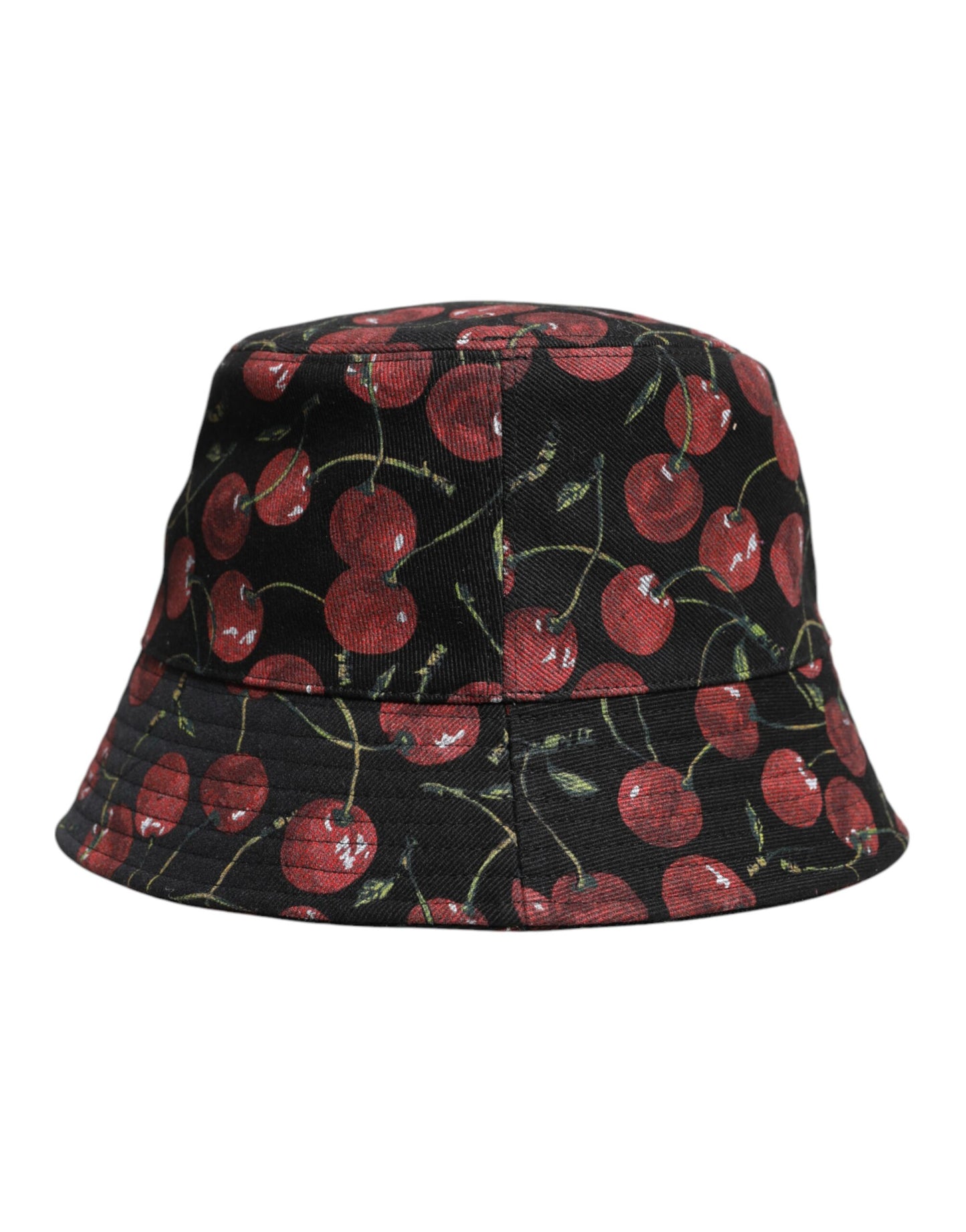 Dolce & Gabbana Black Cotton Printed Wide Brim Bucket Hat Dolce & Gabbana