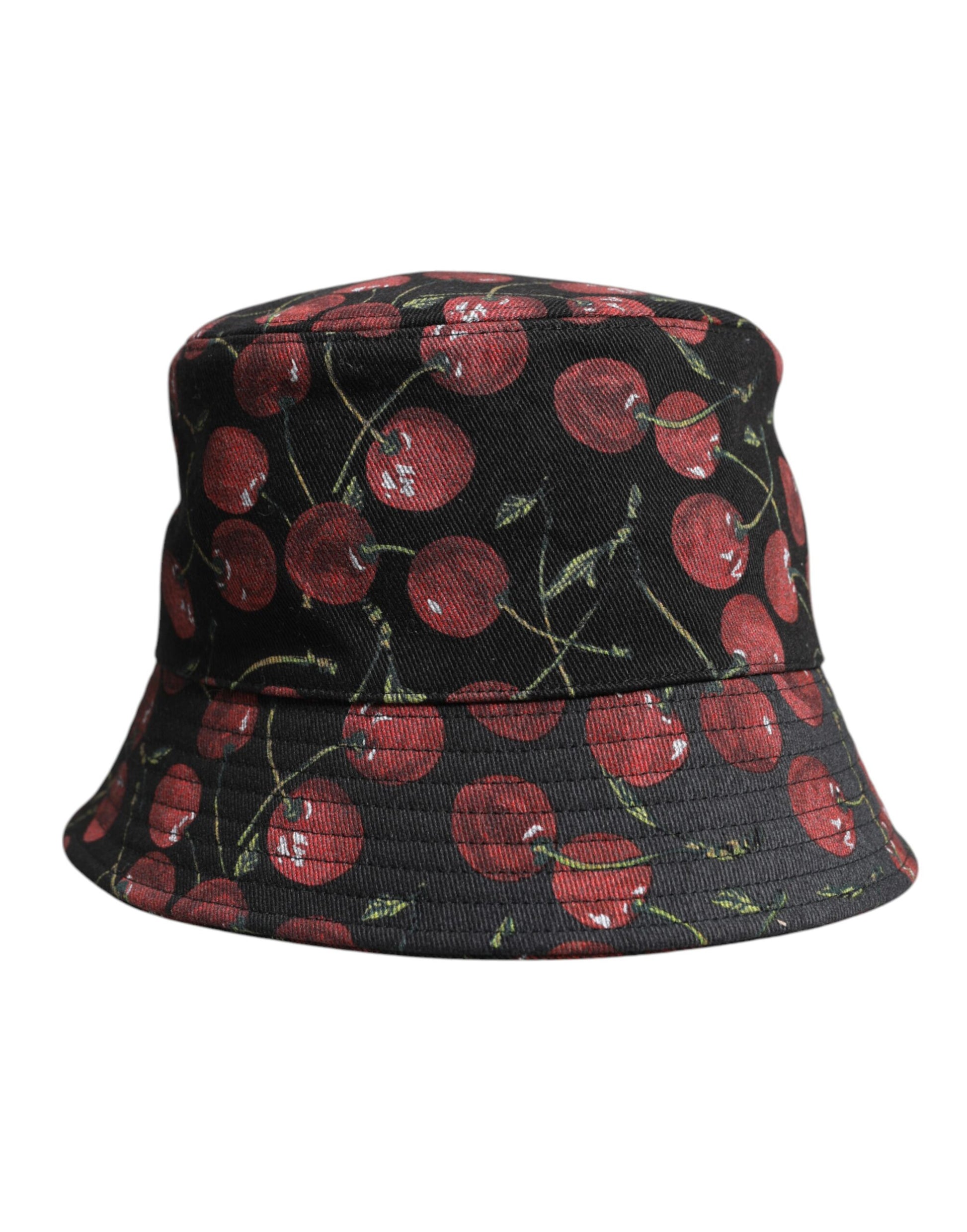 Dolce & Gabbana Black Cotton Printed Wide Brim Bucket Hat Dolce & Gabbana
