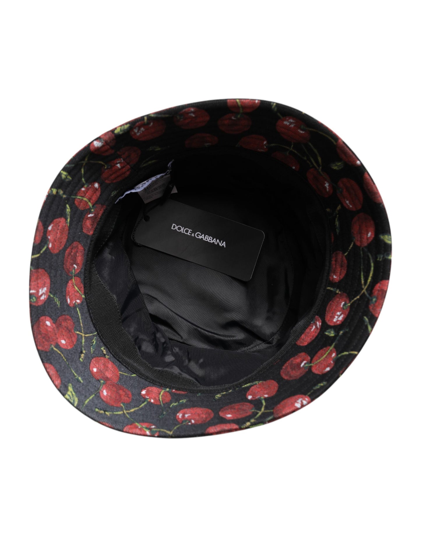 Dolce & Gabbana Black Cotton Printed Wide Brim Bucket Hat Dolce & Gabbana