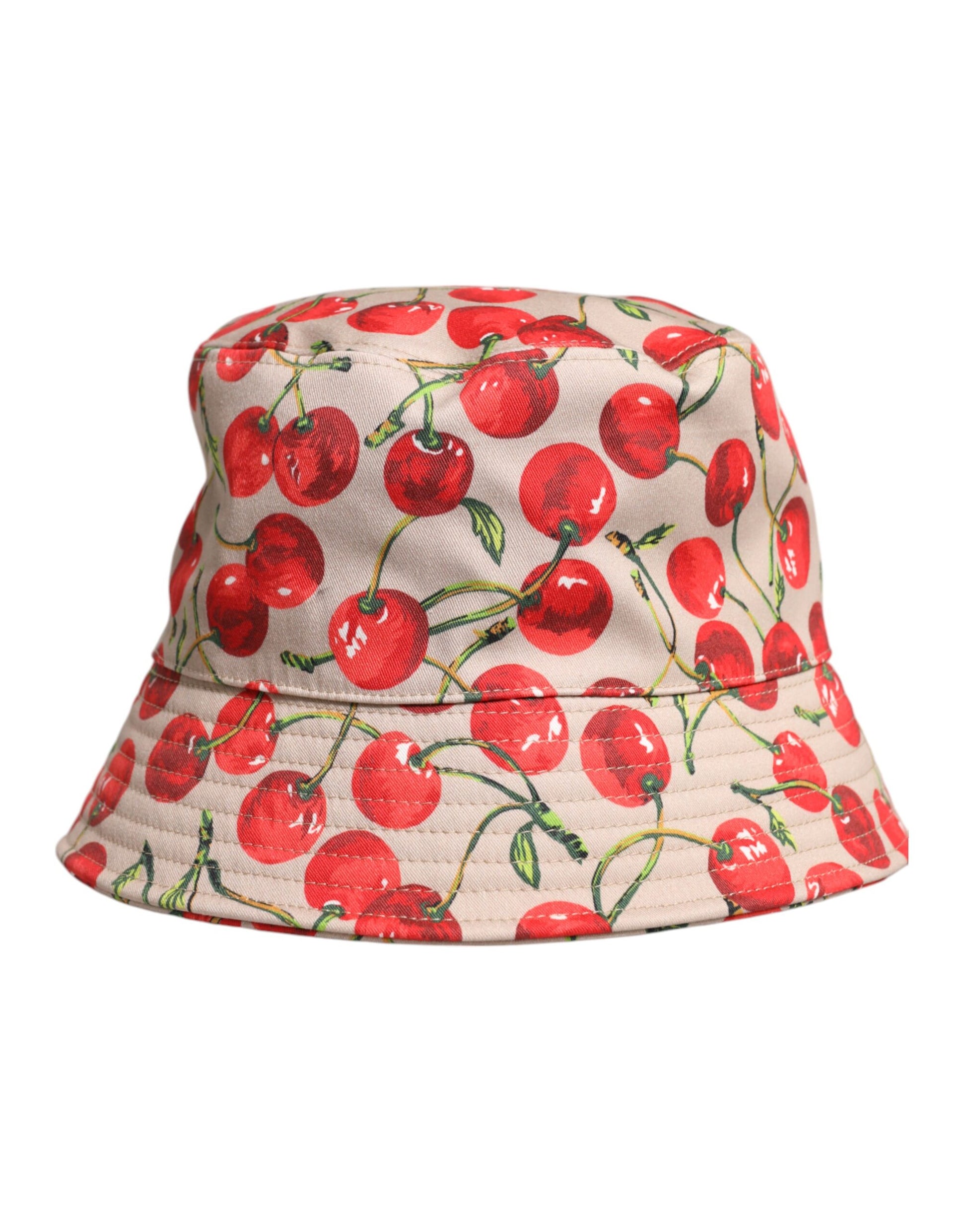 Dolce & Gabbana Beige Cotton Printed Wide Brim Bucket Hat Dolce & Gabbana