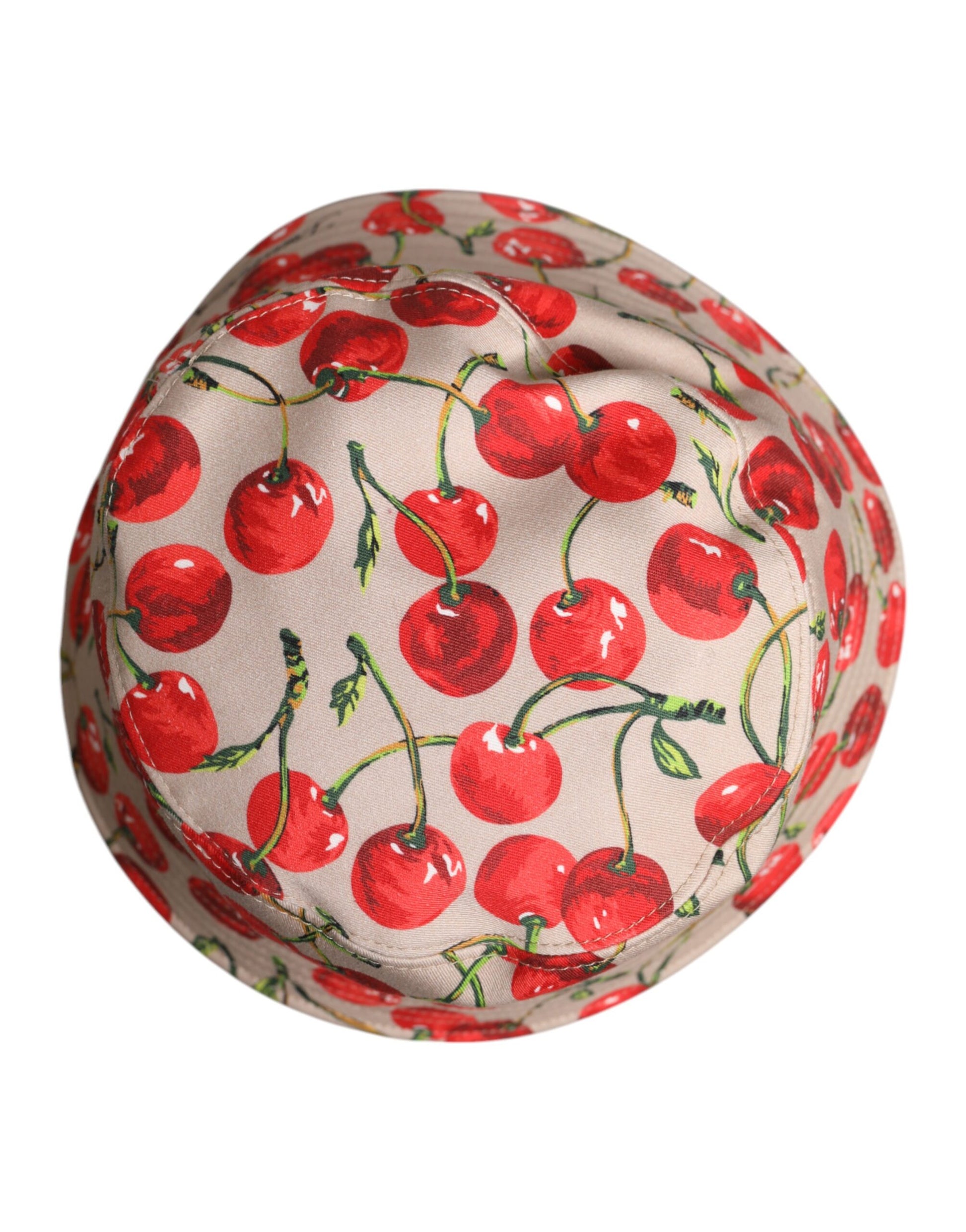 Dolce & Gabbana Beige Cotton Printed Wide Brim Bucket Hat Dolce & Gabbana