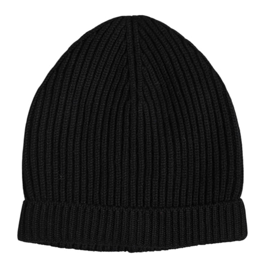 Dolce & Gabbana Black Cashmere Knitted Winter Beanie Hat Dolce & Gabbana